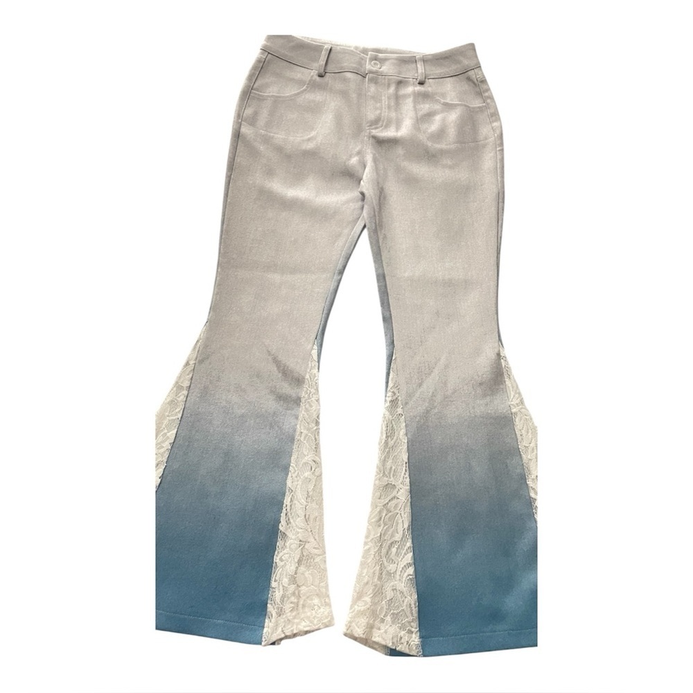 Regular waist, flared leg and Elegant Light Blue and Grey Flare Jeans Sz S - Picture 3 of 7